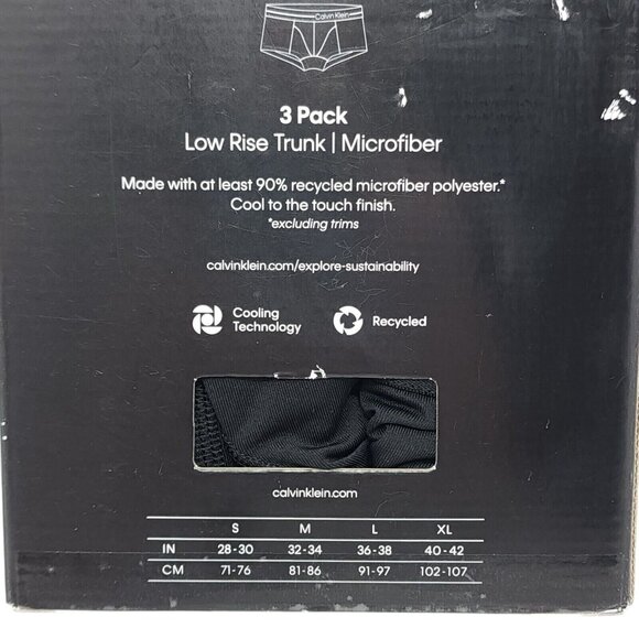 Calvin Klein Low Rise Trunk Brief Size XL 3 Pack Microfiber Recycled Gray Black - Picture 6 of 8